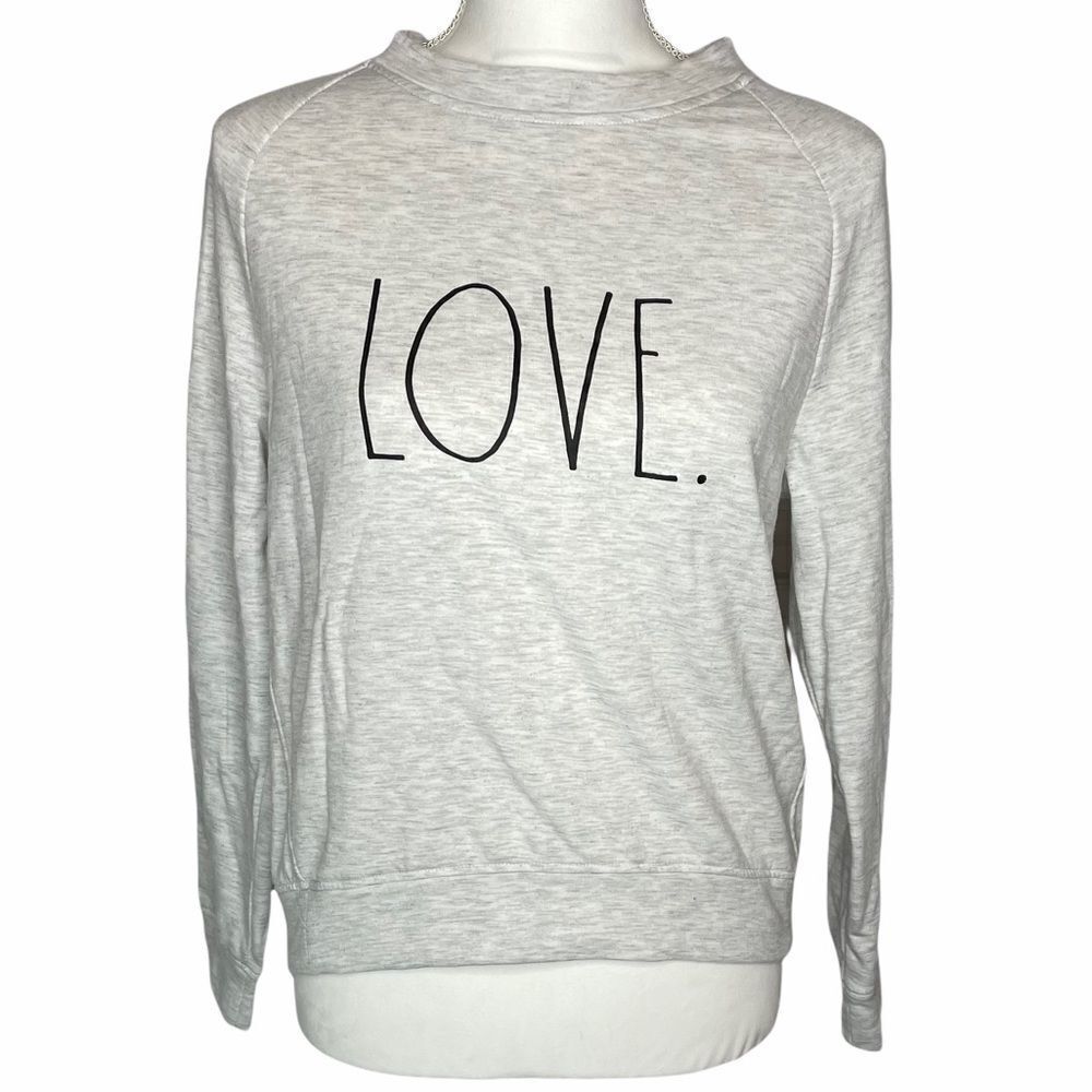 NWOT Rae Dunn Love fleece-lined gray sweatshirt XS